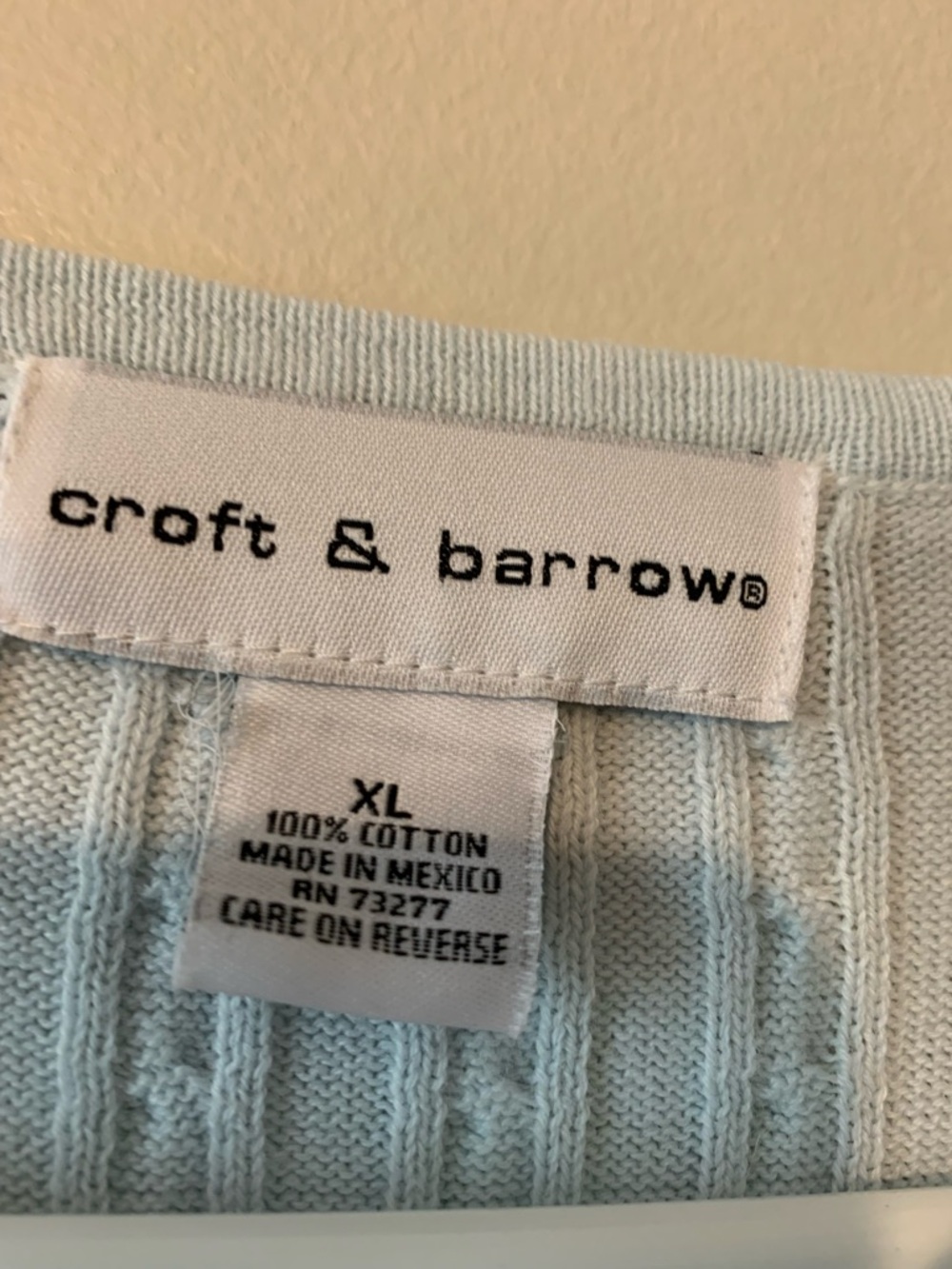 Croft & Barrow Light mint green Cable Knit Tee 100 % cotton - Picture 6 of 6